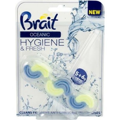 WC tisztító blokk, 2 fázisú, 3x45 g, "Brait Hygiene and fresh", óceán