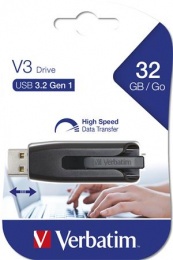 Pendrive, 32GB, USB 3.2, 60/12MB/s, VERBATIM "V3", fekete-szürke